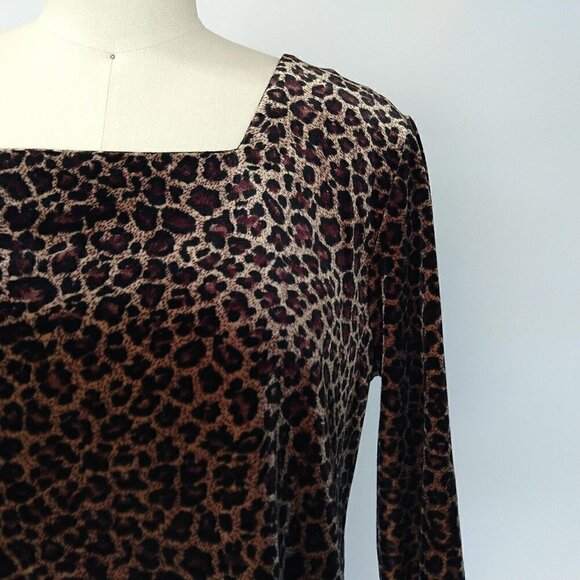 Vintage 90s Y2K Byer California Velvet Square Neck Leopard Print Top Size M VTG - Picture 3 of 10